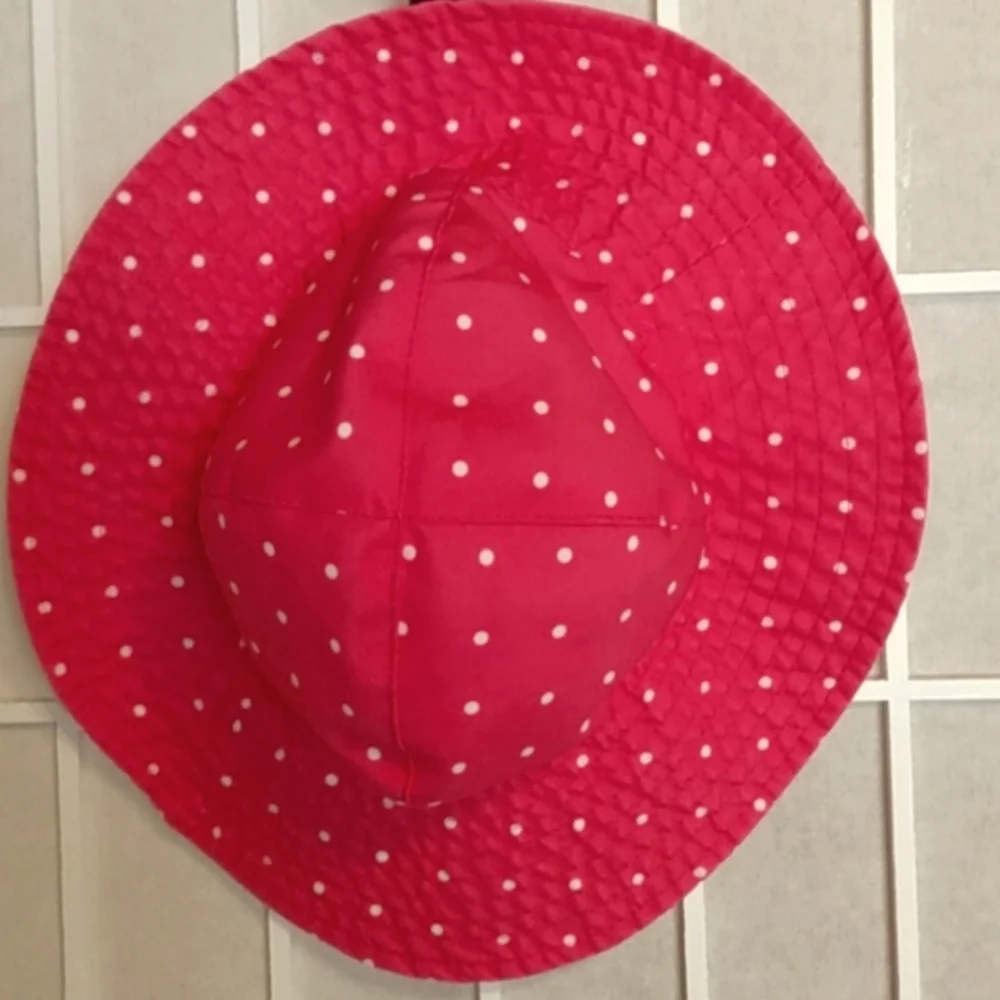 Carters Kids Pink‎ White Polka Dot Sun Hat Bucket Beach Vacation Toddler 12 24m